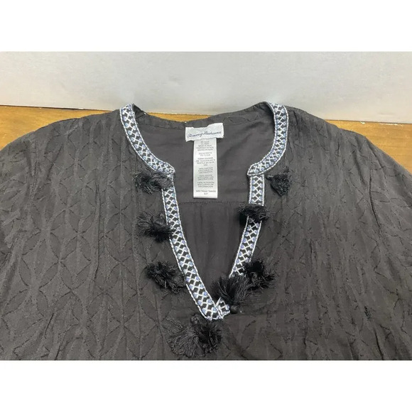 Tommy Bahama Women's Black Embroidered Tassel Tier Cover-Up Dress Size Small - Picture 2 of 11